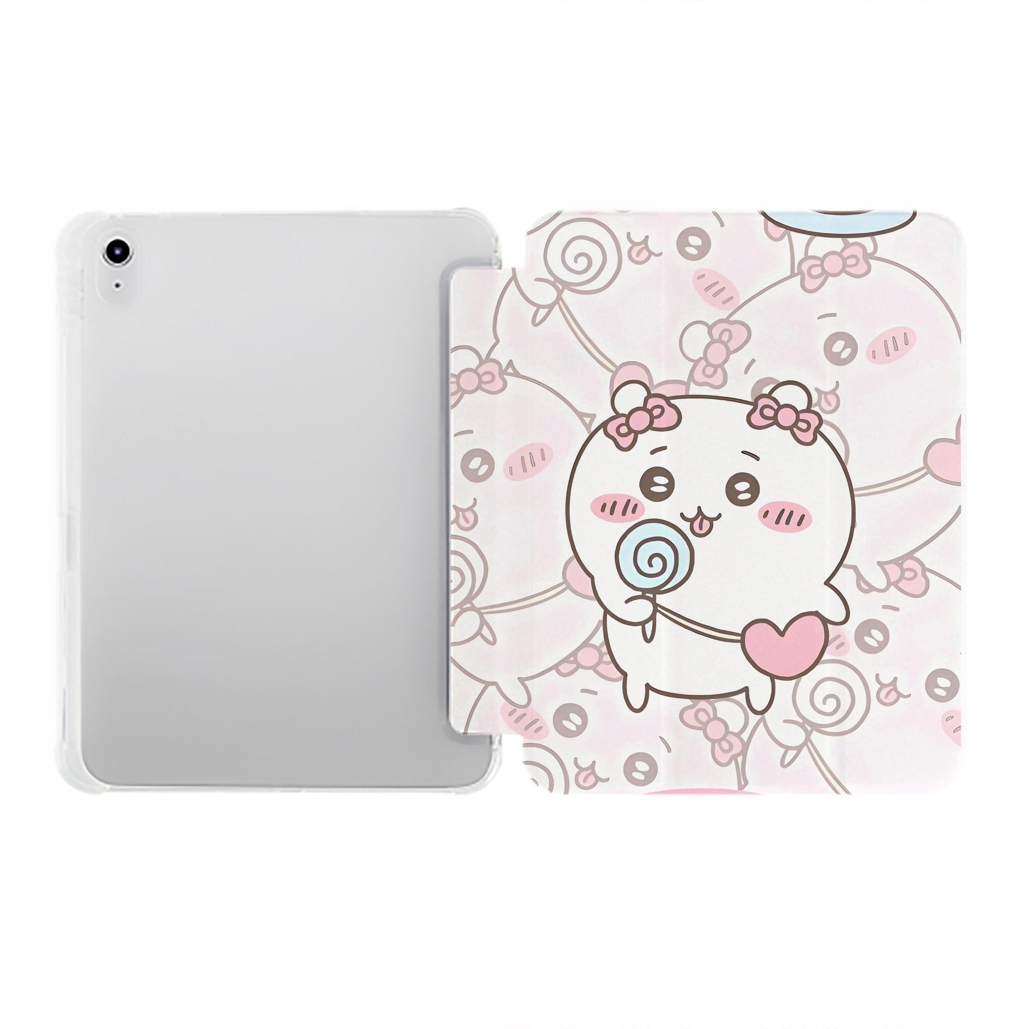 （画像用） ちいかわ Chii-kawa IPad ケース ペン収納付き 三つ折りスタンド PUレザー×シリコン 対応機種9.5/10.5/10.9インチ